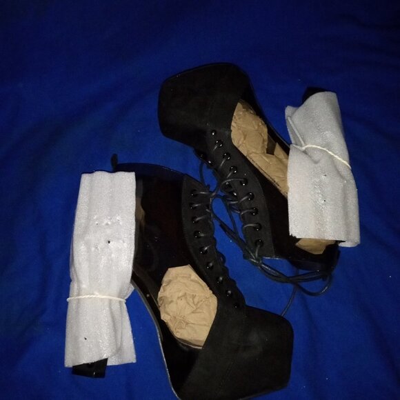 SEE ME SPIKING  Spike Platform Boots  Black Suede & See Through  ( BRAND NEW ! ) - Picture 5 of 10